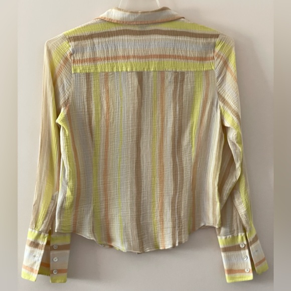 CLUB MONACO Cotton Striped Button Down Lightweight Long Sleeve Shirt Size Large - Picture 2 of 7